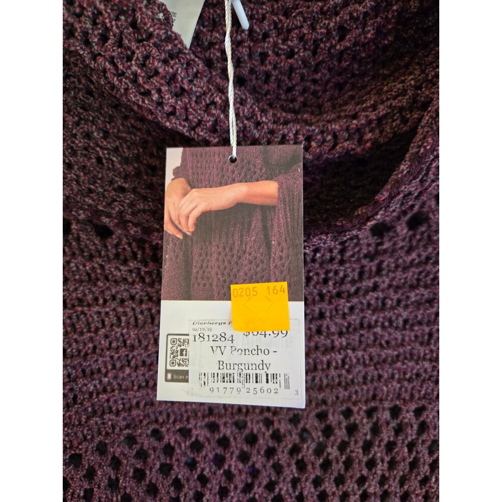 Simply Noelle Burgundy Crochet Poncho NWT One Size - Picture 4 of 9